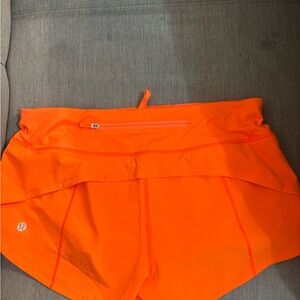 lululemon speed up short - low rise - 2.5” - highlighter orange - size 4